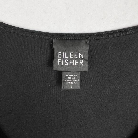 Eileen Fisher Black Soft Tencel Nylon Cashmere Long Sleeve V-Neck Tunic Size L - Picture 4 of 5